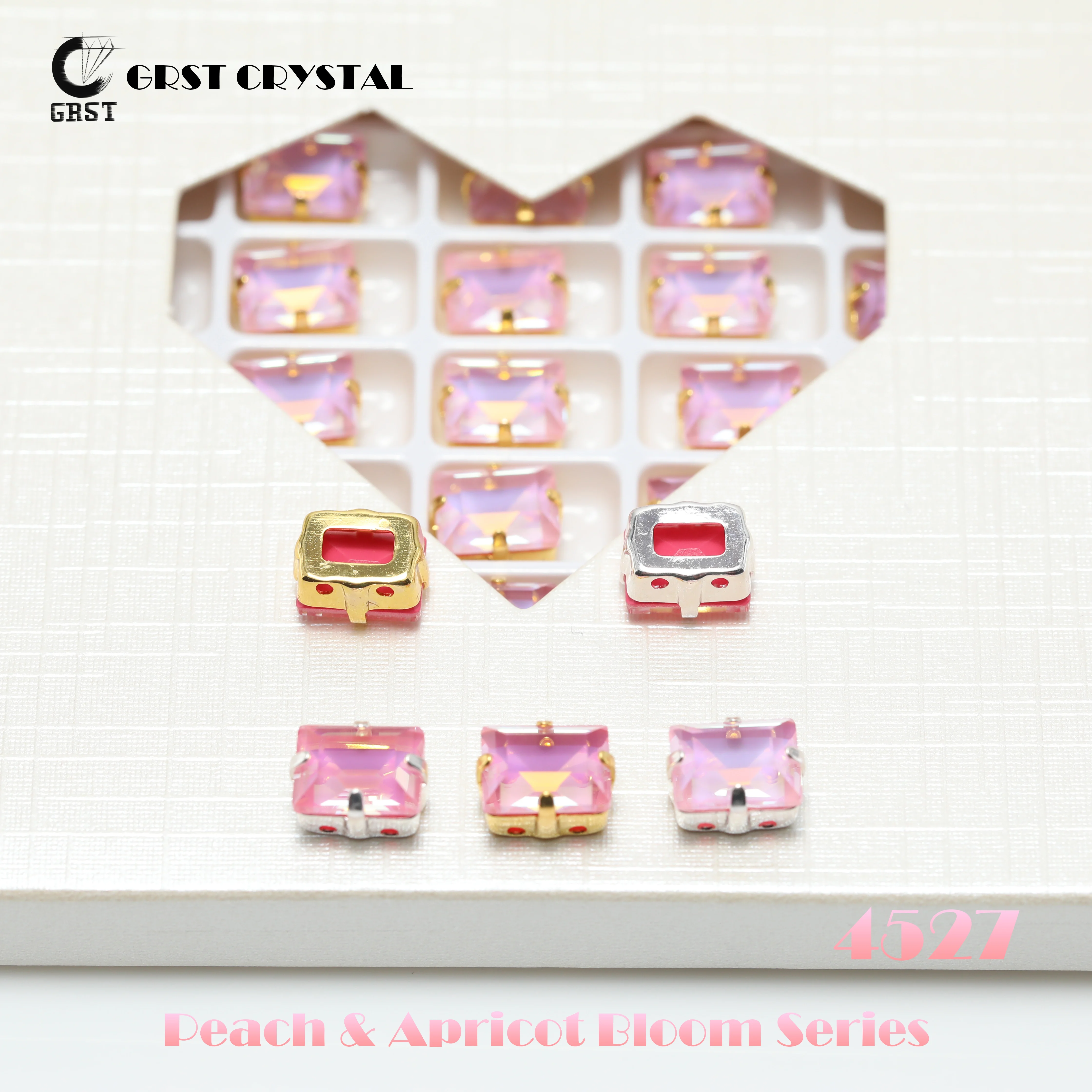 Фото Блестящие кристаллы 4527 с огранкой Step Cut, стразы в оправе, серия Peach Apricot Bloom, для сумок, обуви, свадебных платьев, товары для рукоделия №4