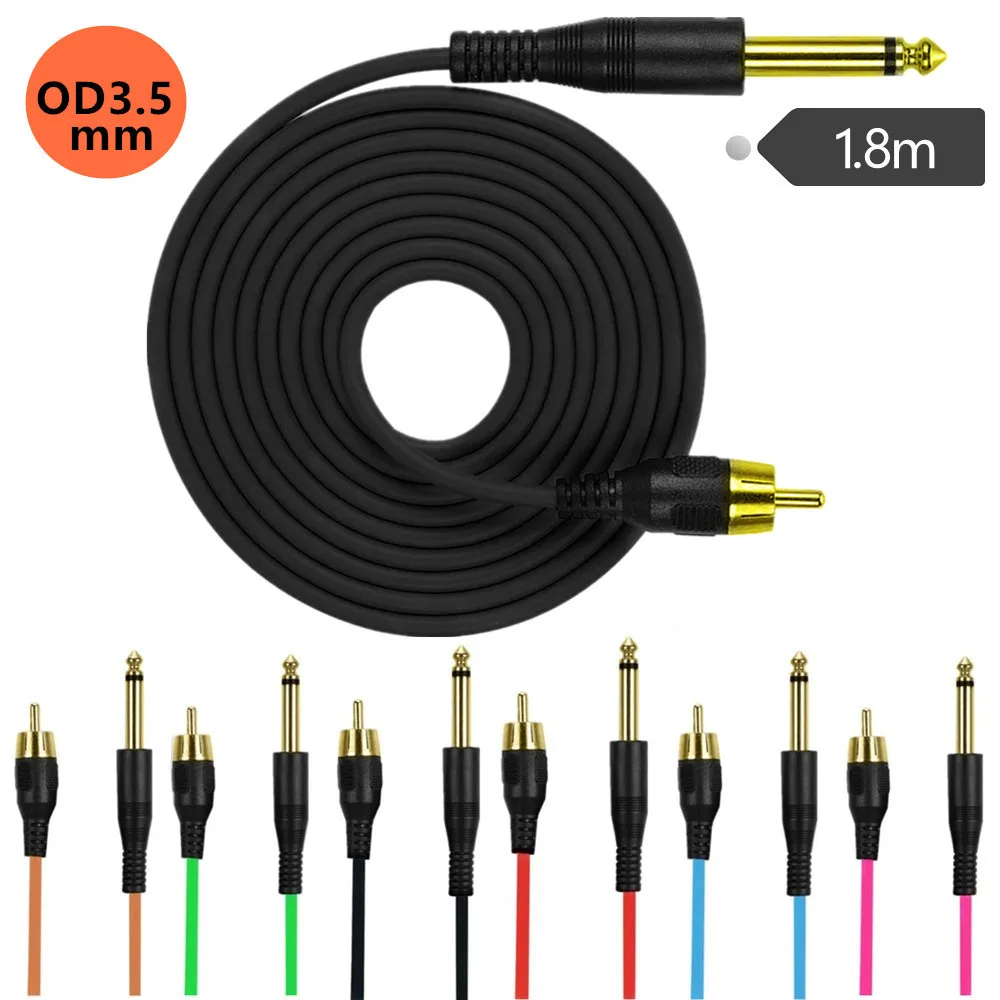 

Позолоченная головка от 6,35 мм до RCA, искусственная тату-ручка с крючком, цветной эластичный материал od мм