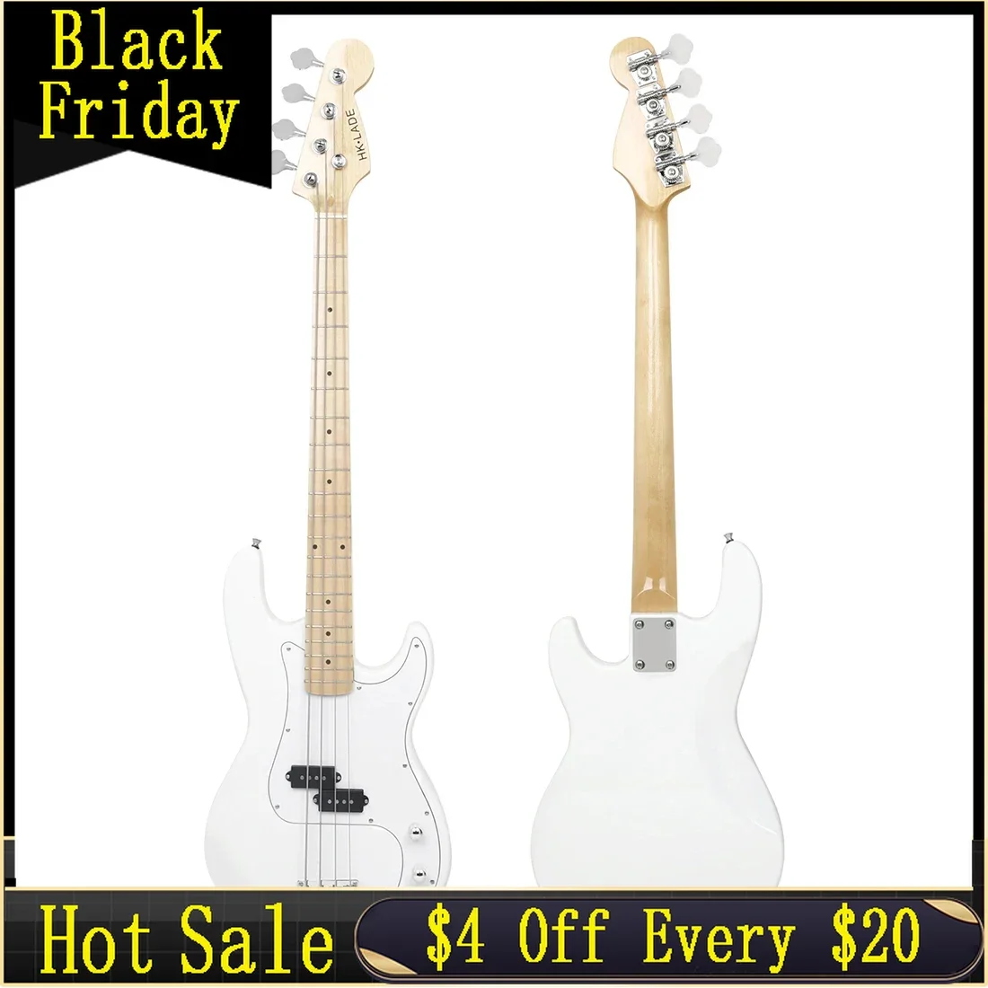 

SLADE New Electric Bass Guitar 4 Strings 20 Frets Electric Bass Set Maple Fingerboard Maple Neck Electric Bass with Amplifier
