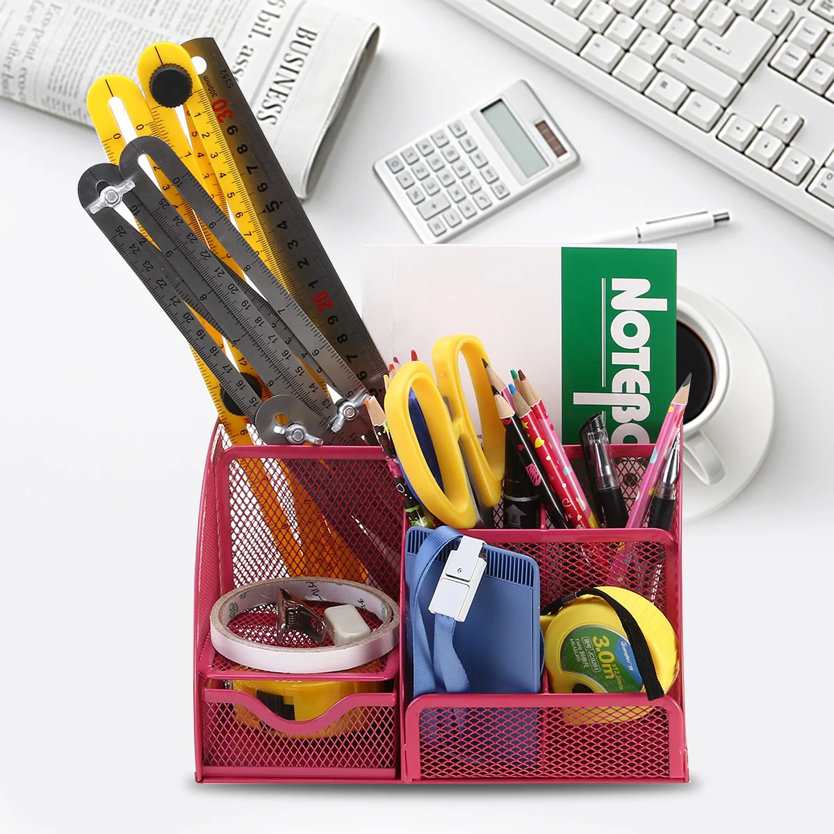 

Desk Organizer Office Pen Mesh Organizers Holder Accessories Container Supplies Stationery Storage Desktop Tidy White Pan