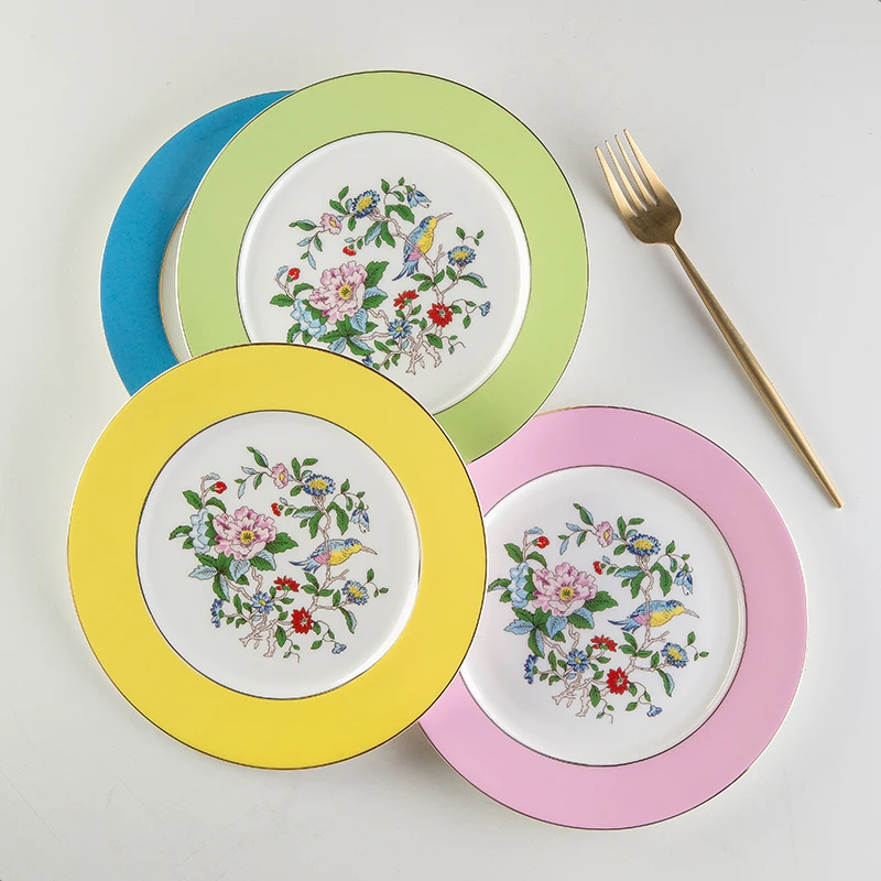 Европейская костяная фарфоровая тарелка для цветов и птиц дим-сам креативная