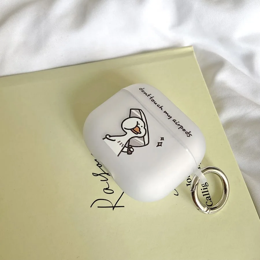Чехол Cute Duck Do Not Touch My Airpods для 2 3 4 Pro чехол беспроводных наушников Gen Box забавный
