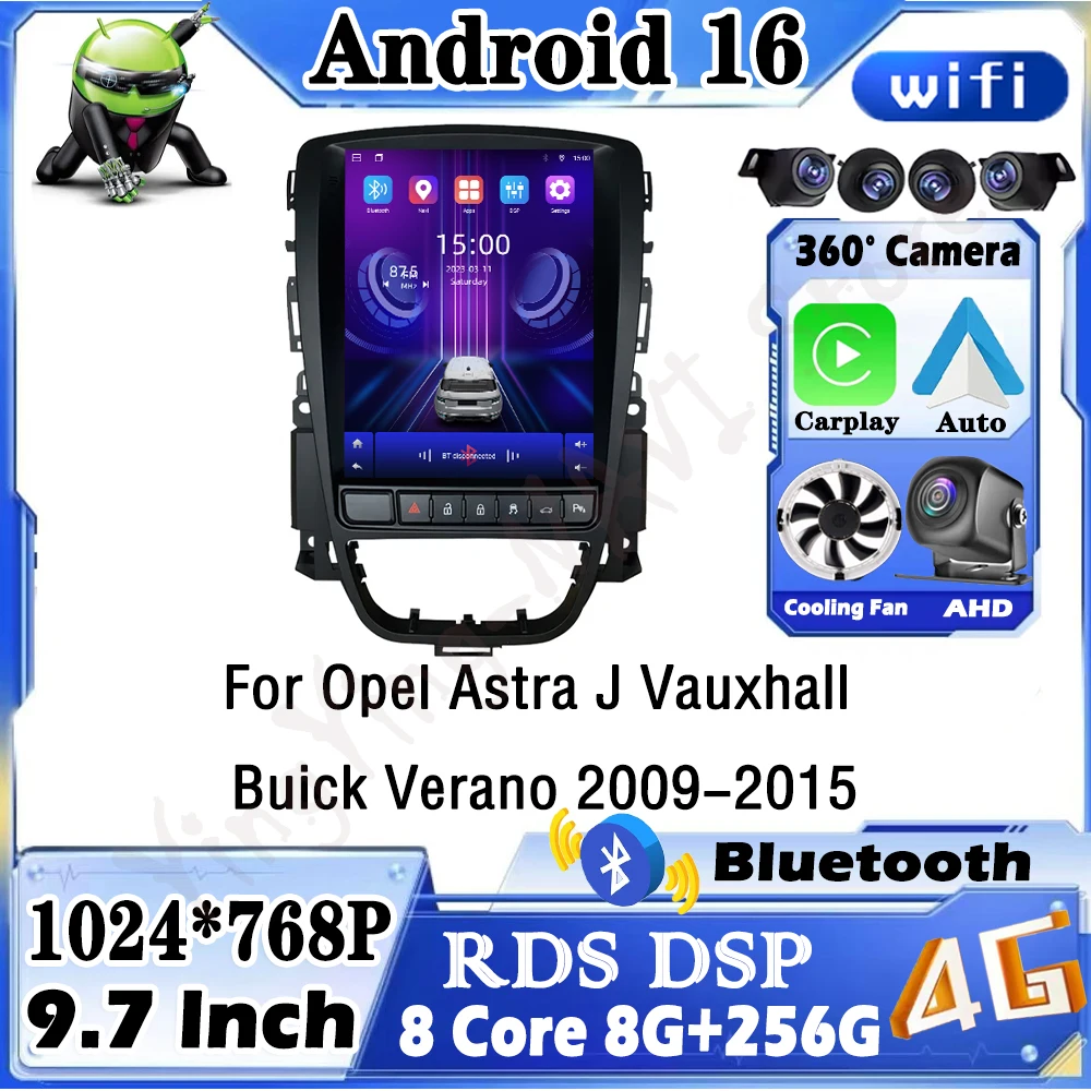 Фото Для Opel Astra J VauxhallBuick Verano 2009-2015 беспроводной Carplay стерео автомобильный радиоприемник мультимедийная видеонавигация головное устройство WlFl №1