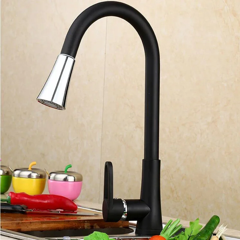 Кухонный Смеситель для холодной и горячей воды затемненный выдвижной кран из