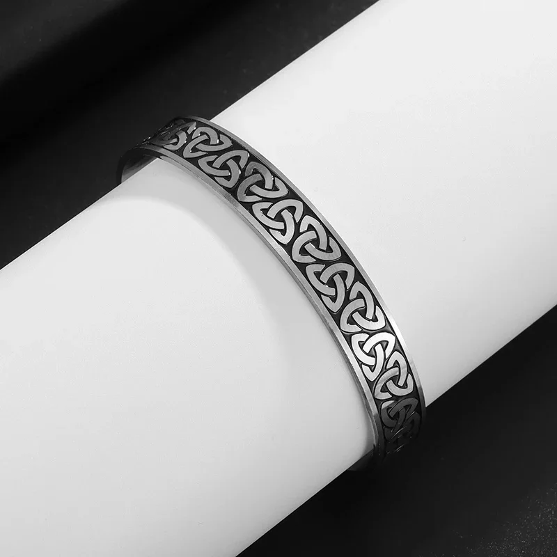 Браслет Регулируемый из нержавеющей стали в кельтском стиле с троицким узлом