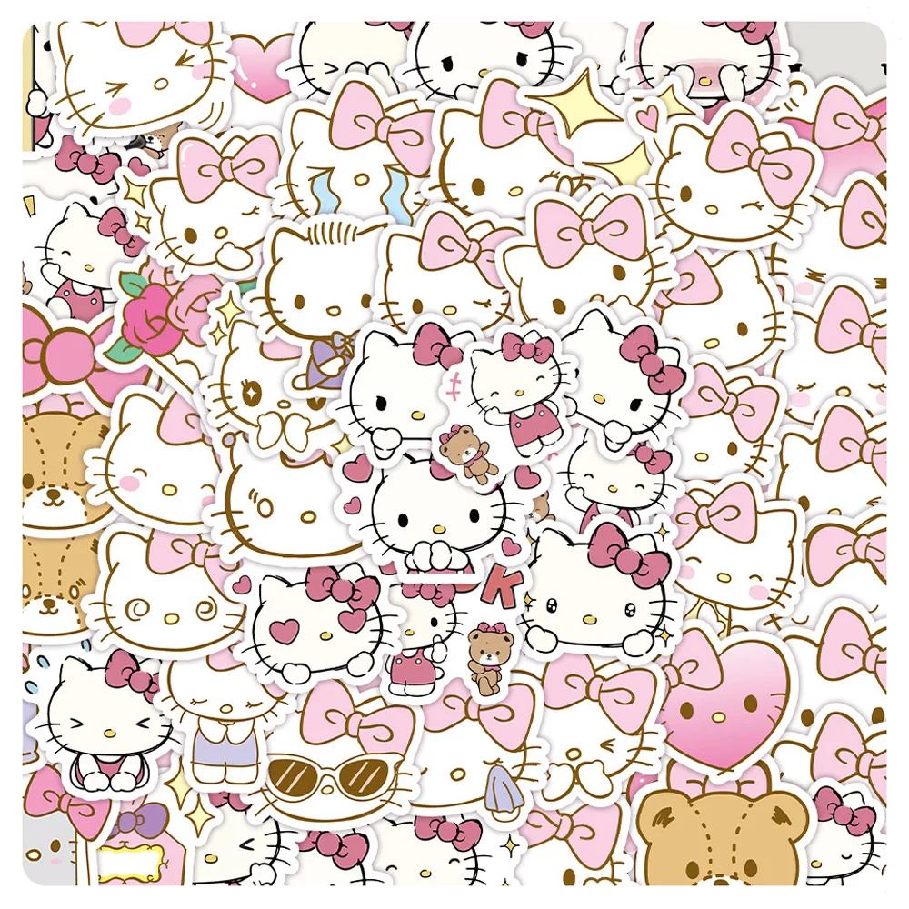 10/30/60pcs Pink Cartoon Hello Kitty Anime Stickers Kawaii Girls DIY Laptop Guitar Phone Case Diary Cute Sticker Decal Kids Toys