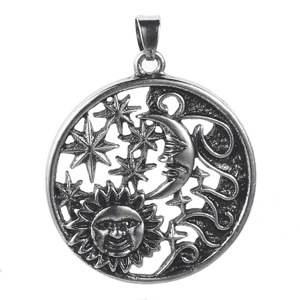 

Coconal Punk Men Women Sun Star Moon Hollow Pendants Charms For Jewelry Making Handmade Carve Pendants Accessories DIY