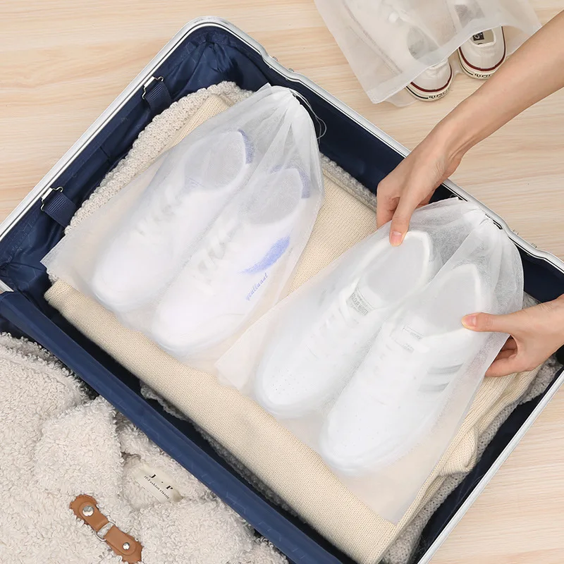 

10Pcs/Set Shoe Dust Covers Non-Woven Dustproof Drawstring Clear Storage Bag Travel Pouch Shoe Bags Drying Shoes Protect