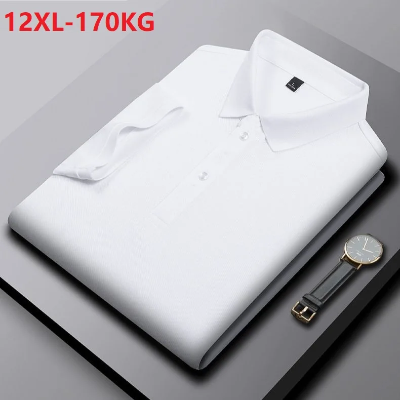 

high quality summer men Ice silk polo shirt short sleeve hole Breathable plus size 10XL 12XL tees loose office tops 54 70