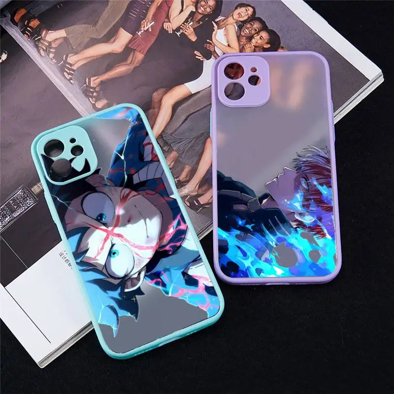 

Anime My Hero Academia Phone Case For iPhone 13 12 11 Mini Pro XR XS Max 7 8 Plus X Matte transparent blue Back Cover