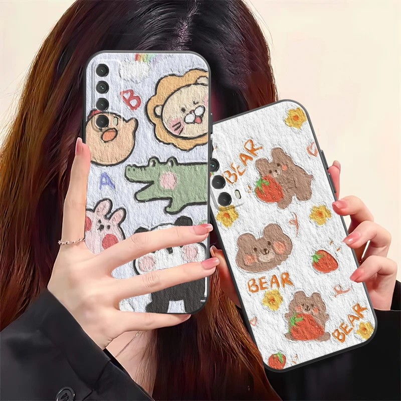 

Oil Painting Cartoon Phone Case For Huawei P Smart Z P20 P30 Honor 8X 9 9A 9X 10 10 Lite Silicone Cover Liquid Silicon Soft
