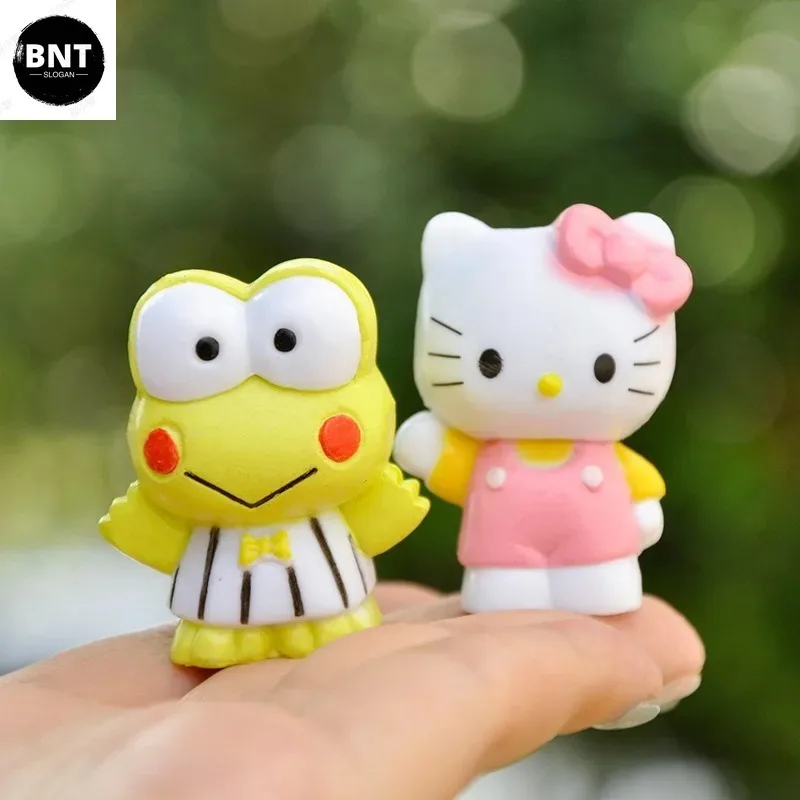 Фото 6 шт., декоративные куклы, аниме фигурки Kuromi Cinnamoroll Q, фигурные украшения для торта, модель, детские подарки на день рождения №4