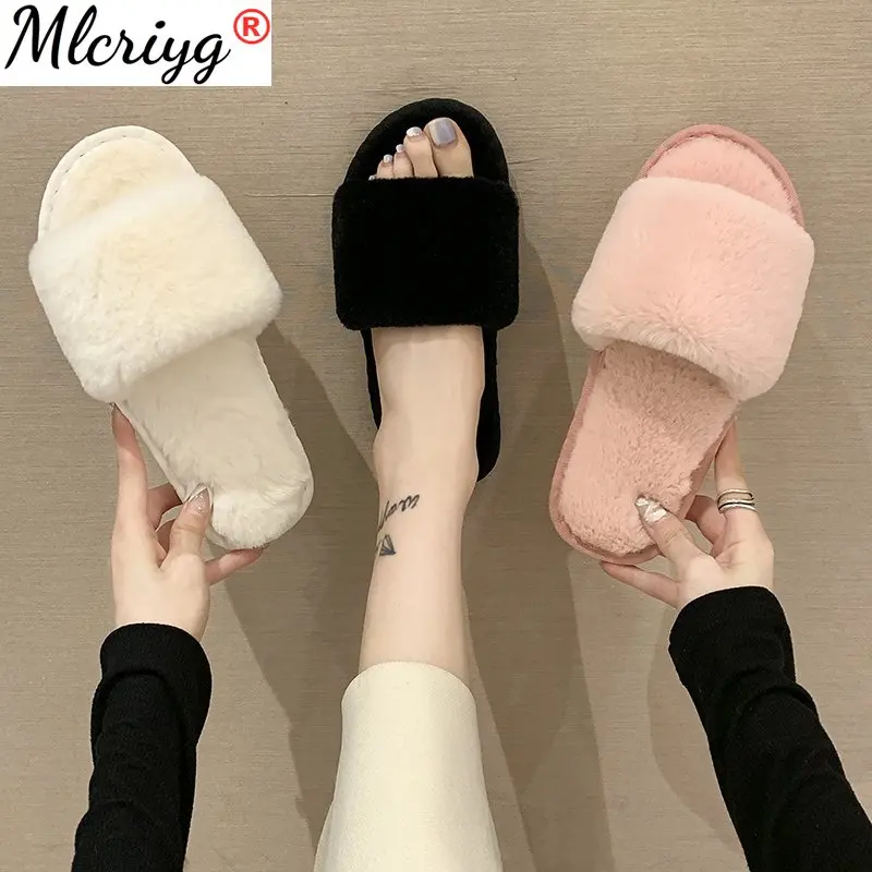 

100% Natural Sheepskin Winter Warm Fur Slippers Women Home Shoes Indoor Slipper 2021 Luxury Wool Slippers Woman Casual Slippers
