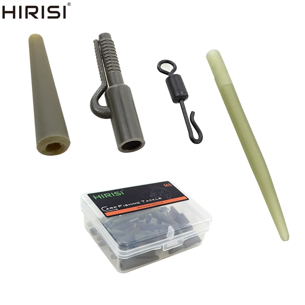 

10Set Carp Fishing Rig Kit Fishing Swivel Snaps Safety Lead Clips Fishing Helicopter Rig Hook Sleeve Fishing Accessories M6