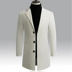 Пальто мужское хлопковое, Повседневная Длинная ветровка, однотонный однобортный Тренч, пальто, Осень-зима