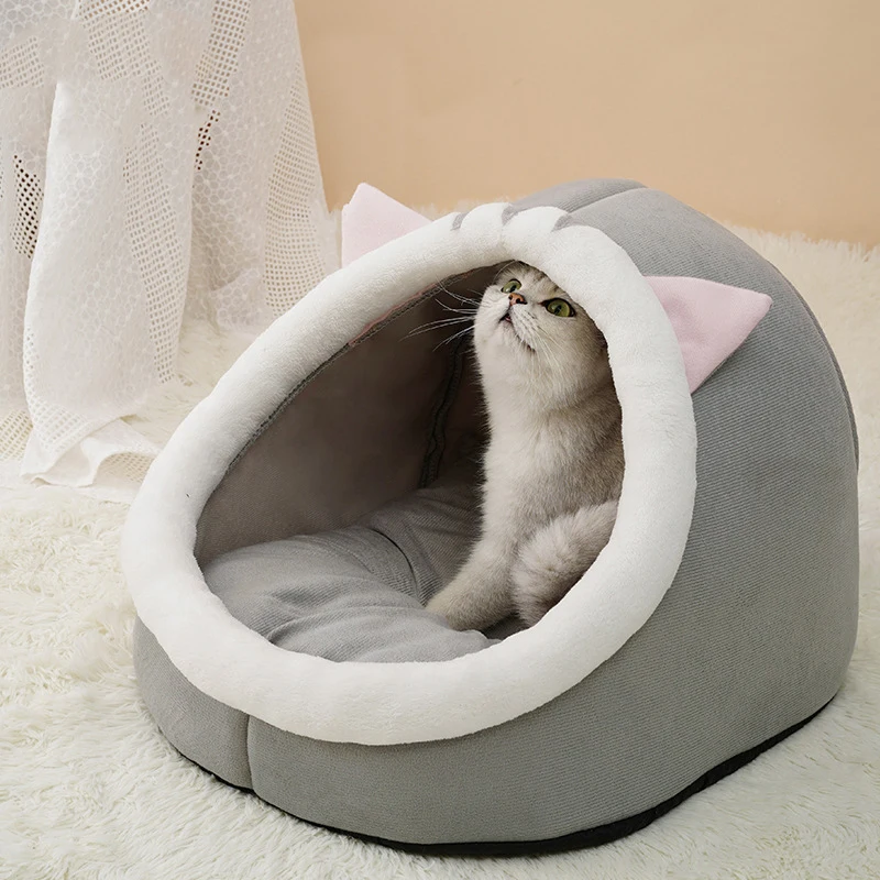 

Warm Comfort Cat Bed In Winter Bed For Cats Cat’s House Dog Bed Pet Little Mat Cozy Deep Cave Indoor Nesk Cat Accessories