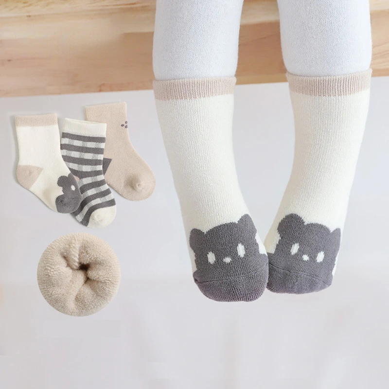 

3 пары/Лот носки для малышей для новорожденных детей мягкие толстые зимние махровые хлопковые осенние носки для девочек и младенцев мальчик...