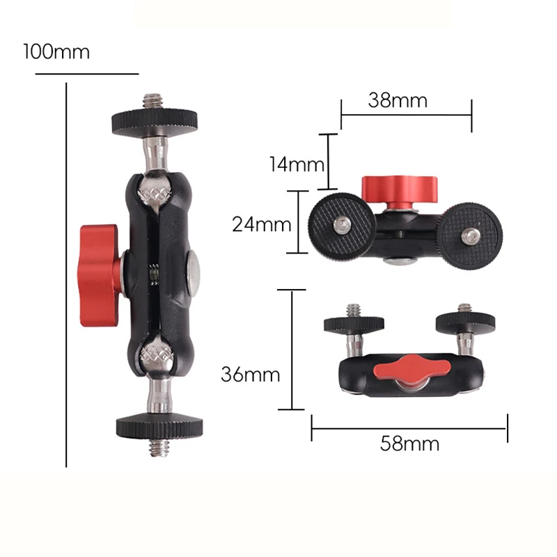Фото Крепление для камеры Gopro Super Clamp с двойной шаровой головкой, держатель Magic Arm, кронштейн для Go Pro Hero Insta360 DJI, аксессуары №3
