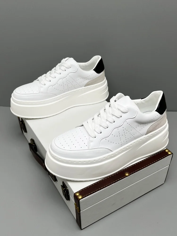 Модная брендовая модная простая мужская обувь новинка 2023 белые туфли с лифтом на