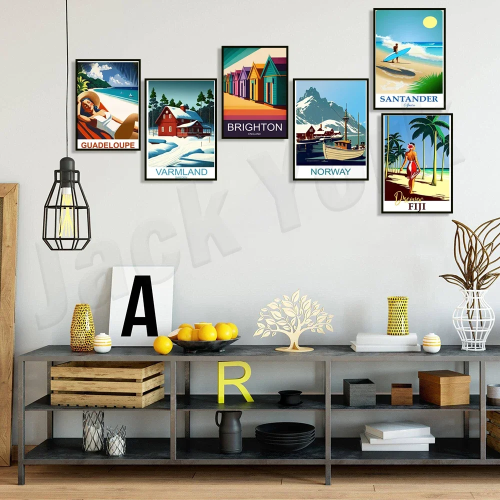 Guadeloupe Aruba Caribbean Islands Norway Sweden Santander Spain Fiji Miami Key West Bangkok Thailand Wat Arun Poster