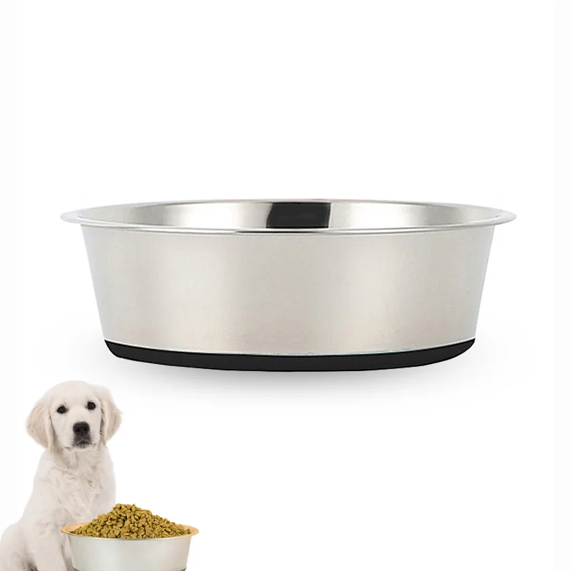 

Stainless Steel Dog Food Bowl Thickened Non-slip Bite Resistant Cat Dog Feeding Water Bowl Easy to Clean for Pets High Capacity