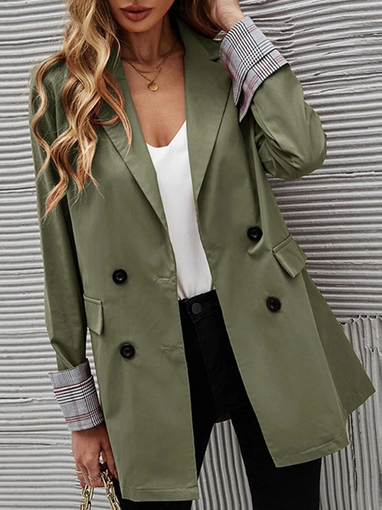 

Blazer Women Solid Color Lapel Buttons Slim-fitting Temperament Suit Jacket Spring Autumn Office Commuting Women Clothing Tops
