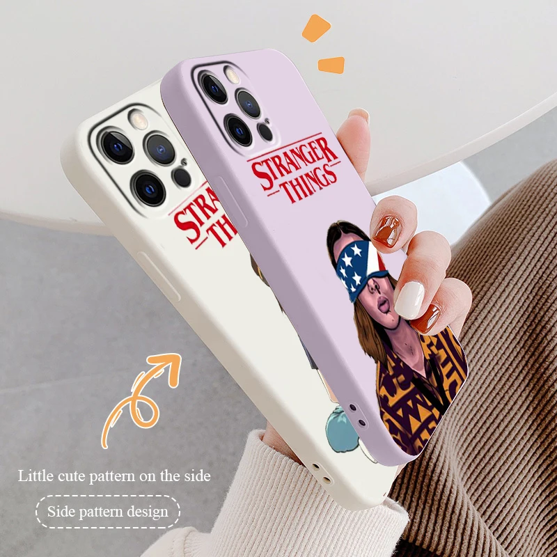 

Stranger Things Cute Girl Phone Case For Apple iPhone 14 13 12 Mini 11 XS Pro Max X XR SE 2020 Plus Liquid Rope Funda Cover