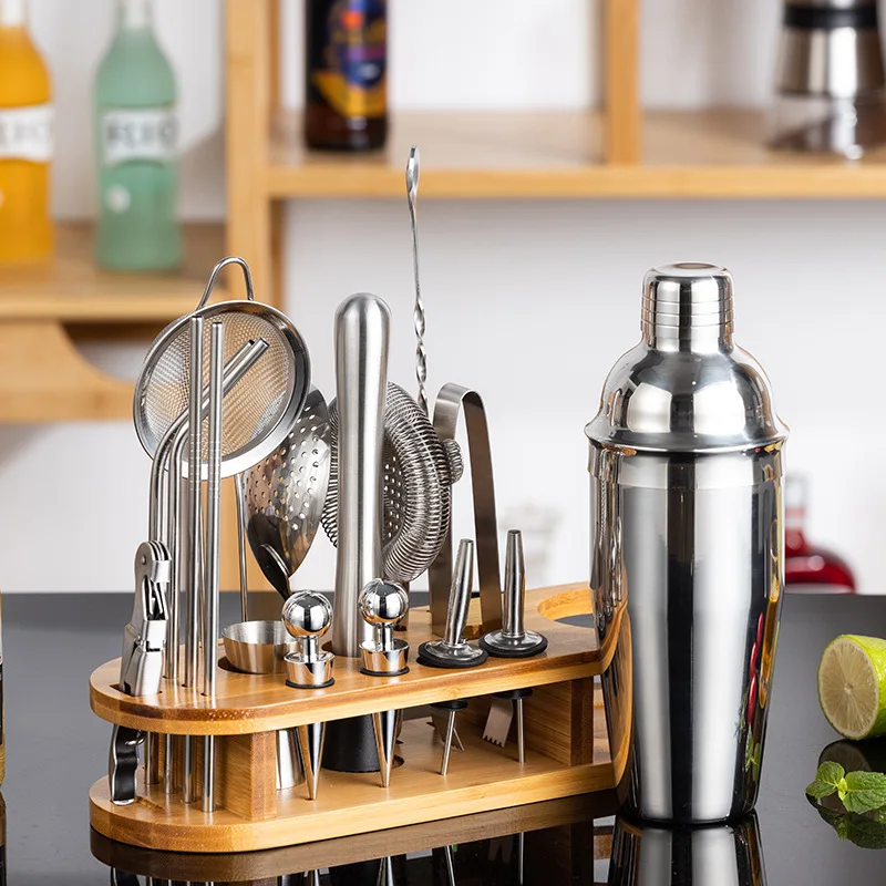 

Shaker Set Bartender Kit With Stand Bar Kit Drink Mixer Set Bartender Set With All Essential Bar Accessory Tools 18-Piece Bar