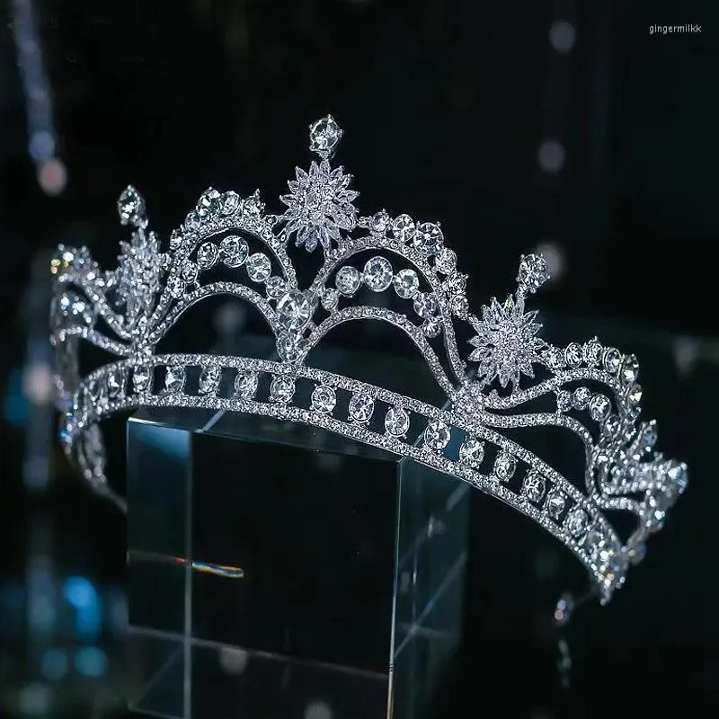 

Headpieces Fashion Silver Rhinestone Crystal Bride Crown Hair Accessories For Women Wedding Birthday Gift Girl Jewelry