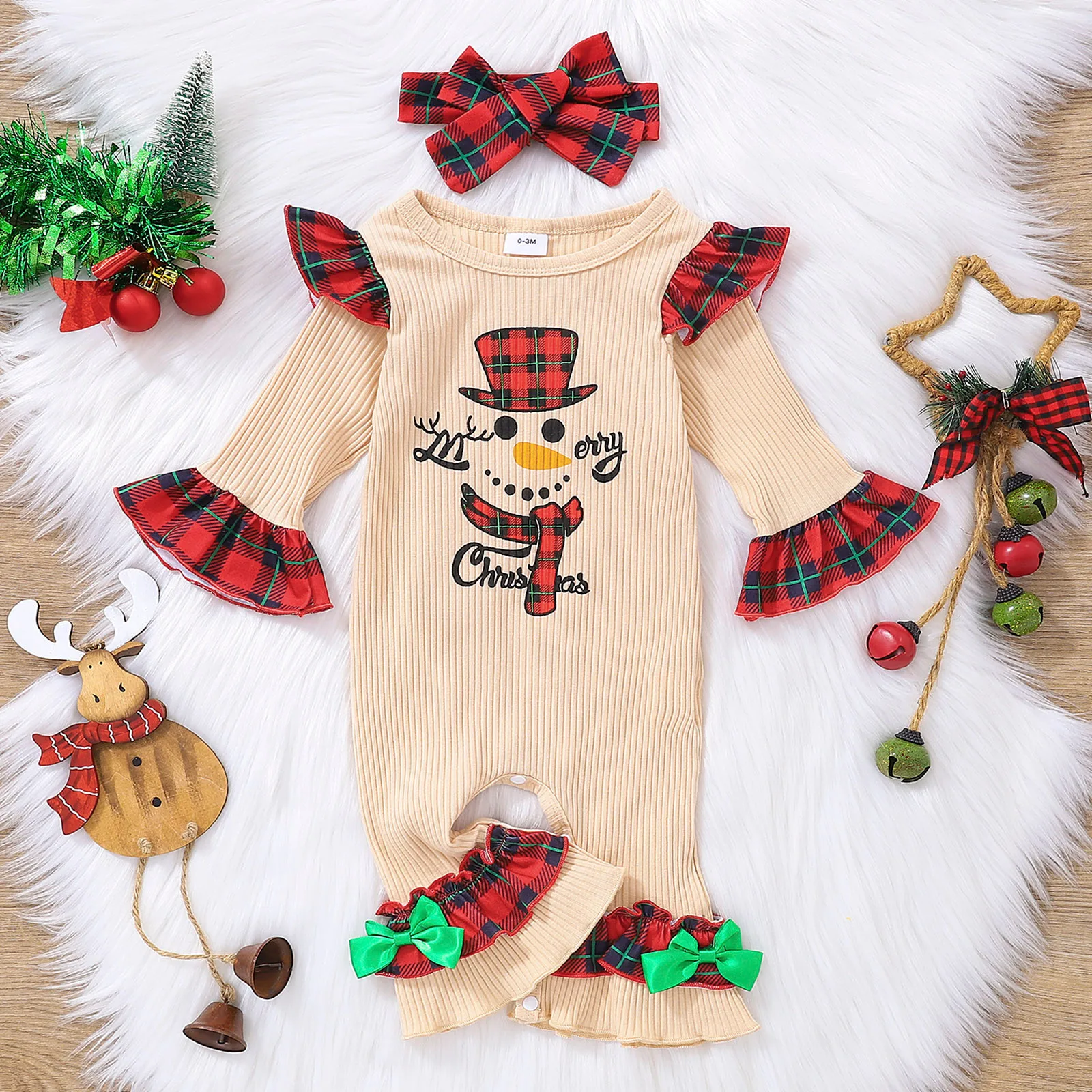 

Детский комбинезон в клетку, с расклешенными рукавами, размеры 7