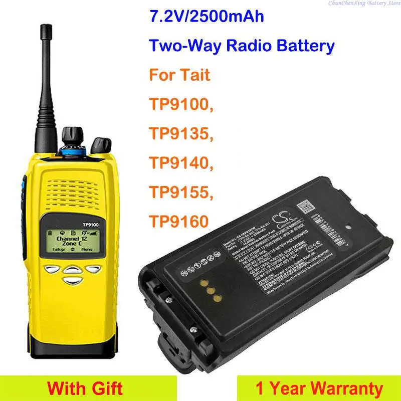 

GreenBattery 2500mAh Two-Way Radio Battery TPA-BA-201, TPA-BA-203, TPA-BA-206 for Tait TP9100, TP9135, TP9140, TP9155, TP9160