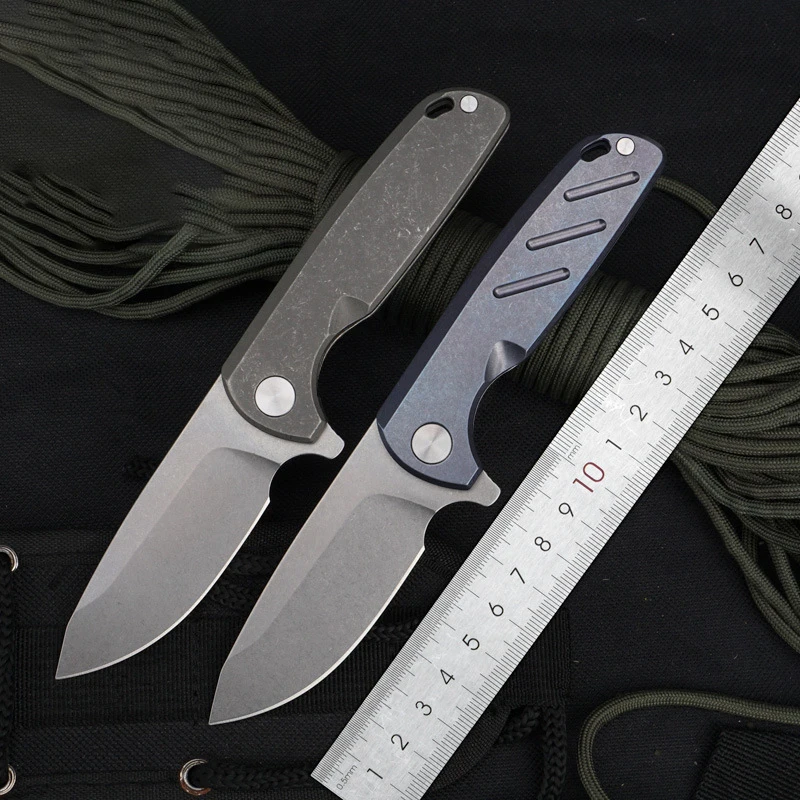 High Quality  D2 Blade Titanium Alloy Tactical Folding Knife Outdoor Camping Survival Safety Pocket Military Knives EDC Tool