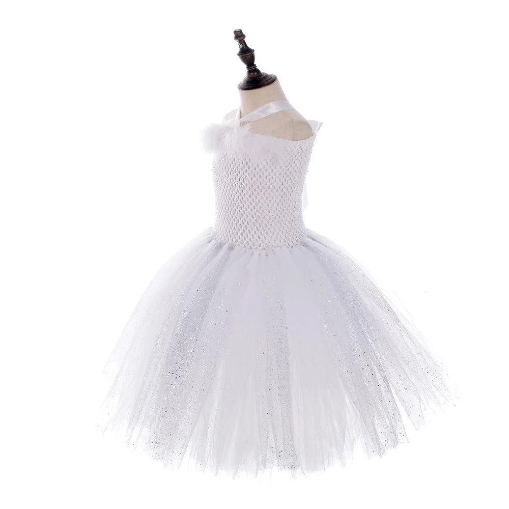 Платье-пачка с белыми перьями и ангелом комплект для косплея крыльями красивая