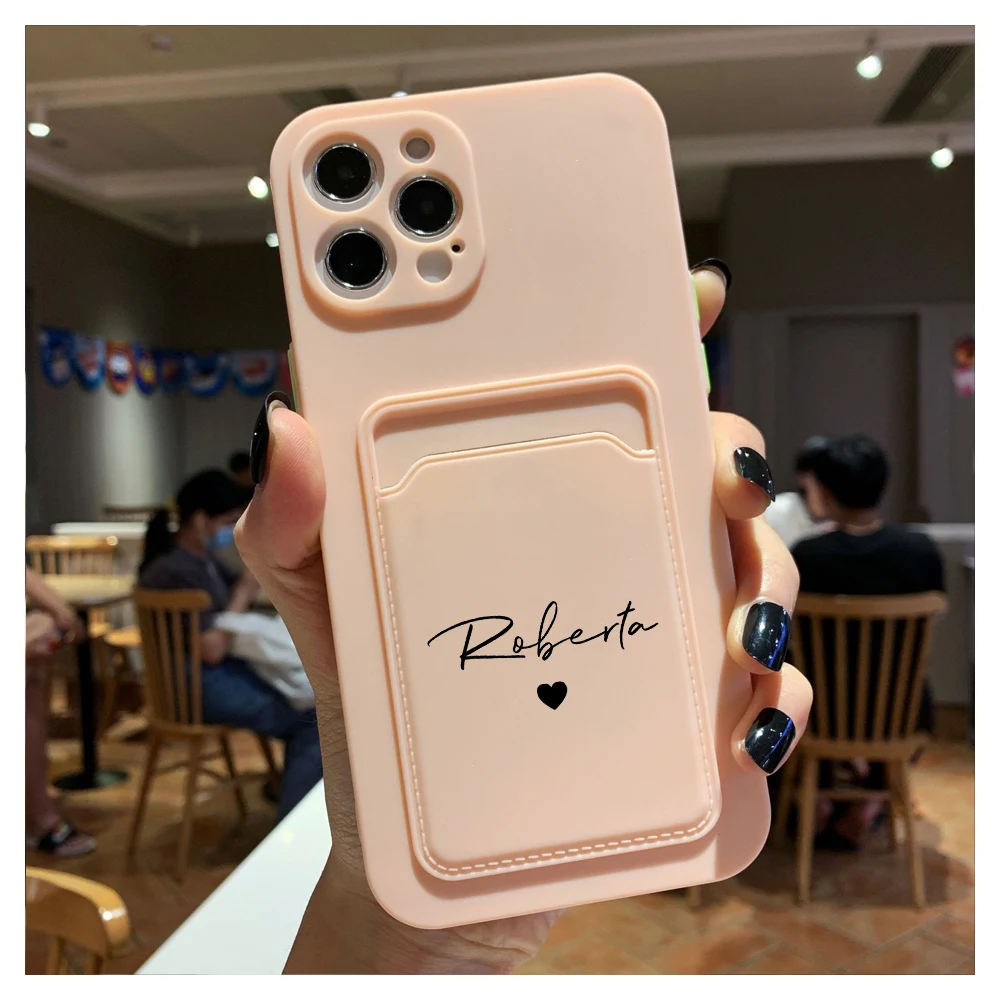 Мягкий силиконовый чехол-бумажник с пользовательским названием для iPhone 11 12 13 Pro Max