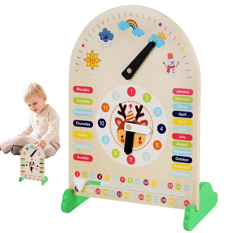 

Wooden Clock Toy Wooden Teaching Clock With Weather Montessori Educational Wooden Learning Toys Great For Circle Time Learning