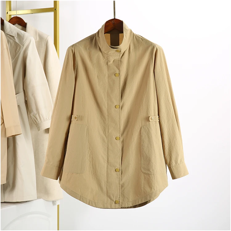 Dongyangjia [Text Series] 2022 New Autumn Fashionable Simple Stand Collar Casual Loose Trench Coat 038