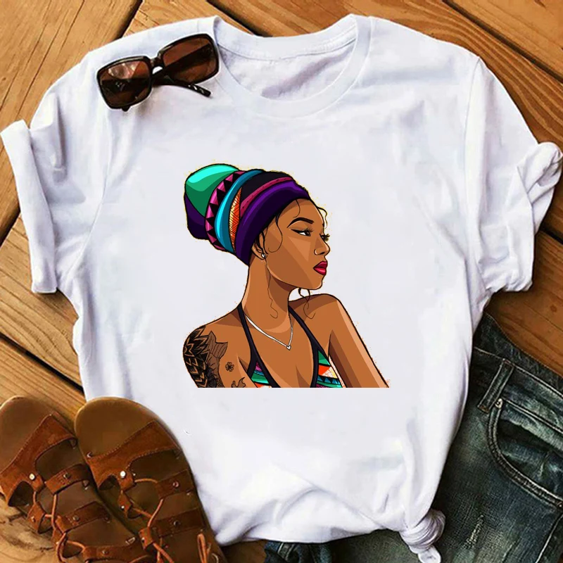 

WVIOCE Powerful Afro Ladies TShirt I'm Dripping Melanin T Shirts Princess Queen Afro Hair Style Shirt Melanin Queen Clothes