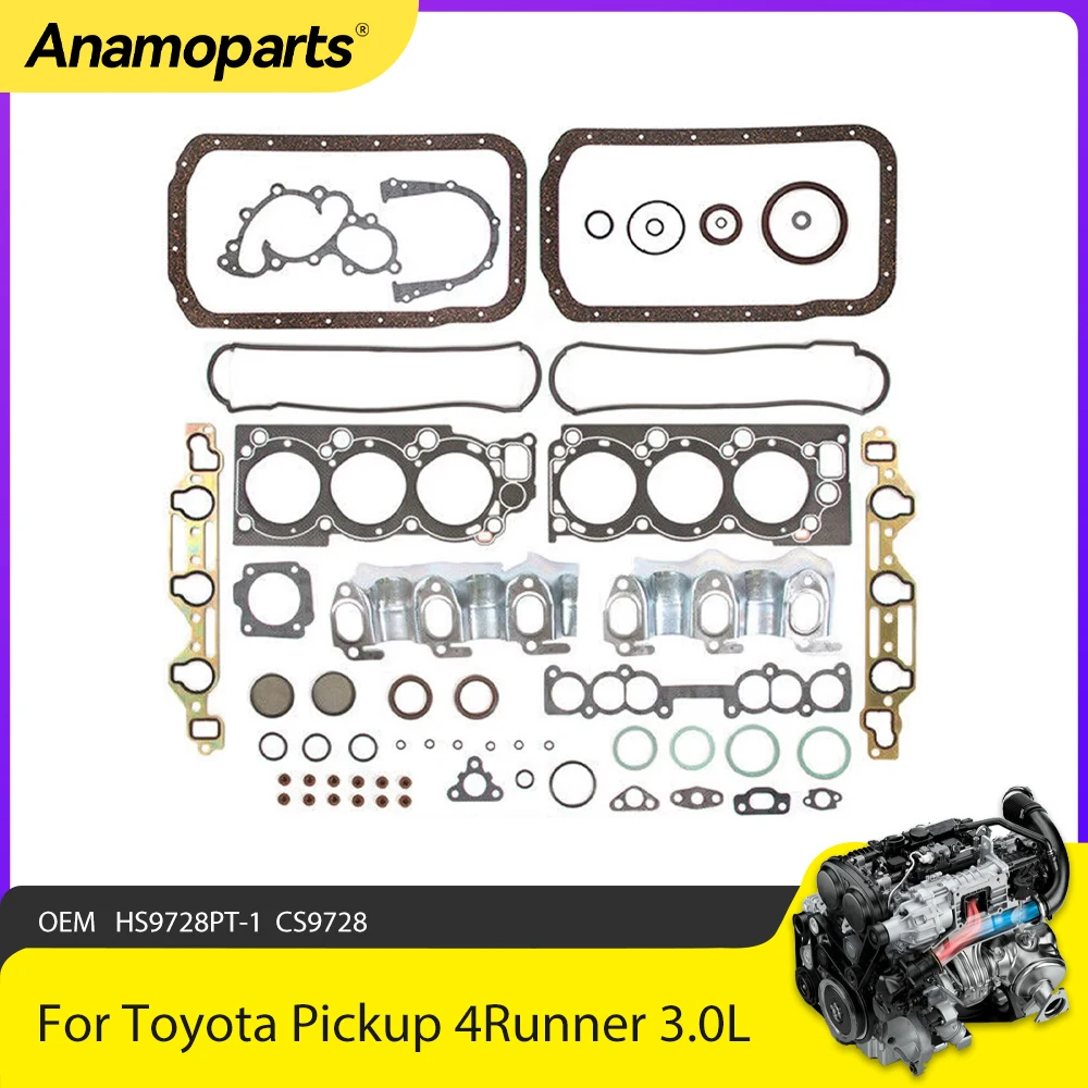 

Детали двигателя, комплект прокладок полной головки, подходит для Toyota Pickup T100 4Runner 3.0L 3VZE V6 1988-1995 годов, бензобак SOHC 2958CC OEM HS9728PT-1