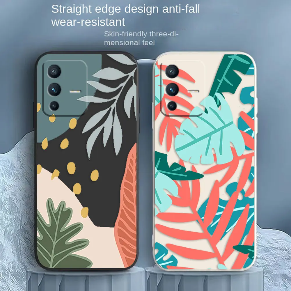

Leaves Patchwork Color Phone Case For VIVO S5 S6 S7 S9 S9E S10 S12 S15 S16 S16E T1 T2X V15 V20 V21 V23 PRO 5G Case Funda Shell