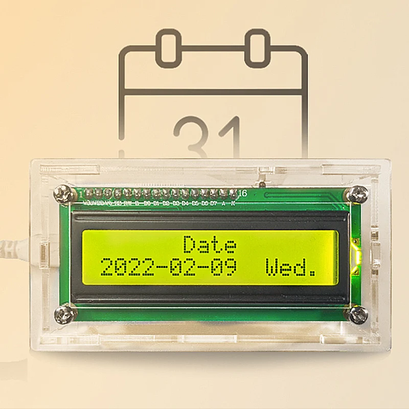 Электронные часы LCD1602 комплект с вечным календарем отображением температуры и