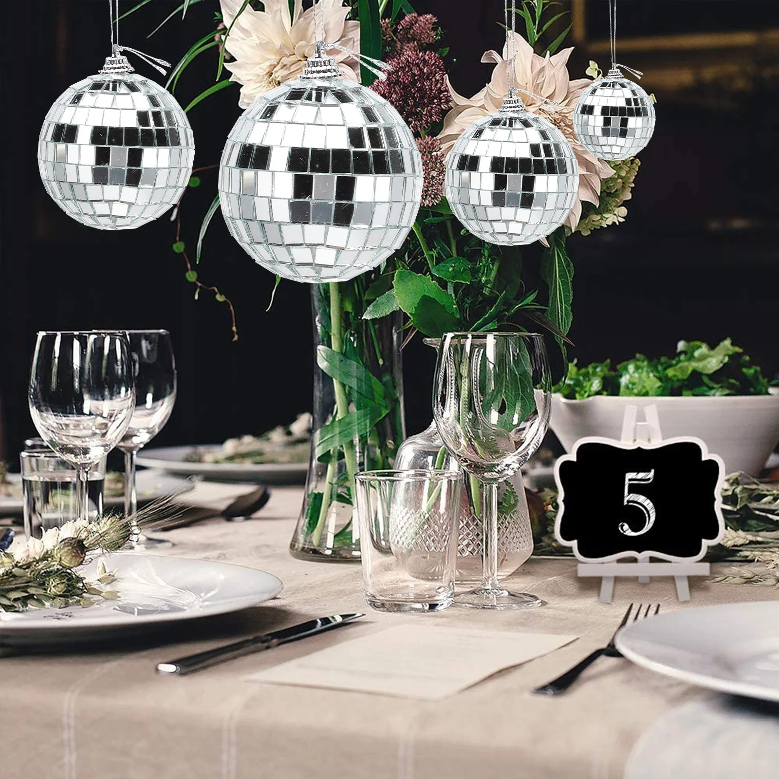 

36pcs Disco Mirror Ball Reflective Disco Ball Silver Disco Ball Party Hanging Decor