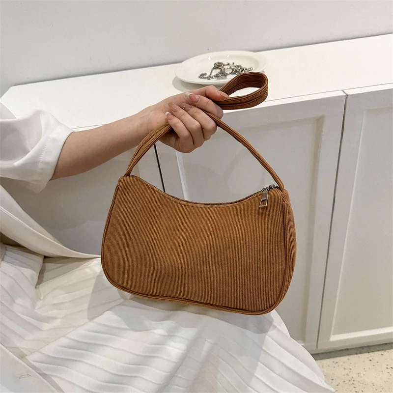 

Модные Винтажные женские сумочки, Вельветовая сумка для подмышек, повседневные женские сумки на плечо, однотонная женская сумка на молнии, клатч, кошелек