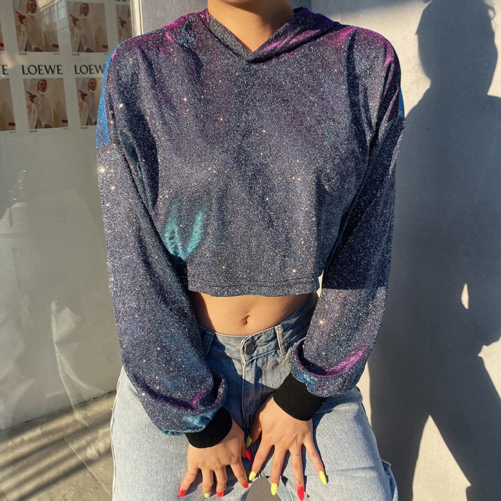 

Fall Winter Women Korean Long Sleeve Y2k Pullovers Tops E-girl Hoodies Indie Glitter Hip Hop Gothic Punk Style Streetwear Hoodie