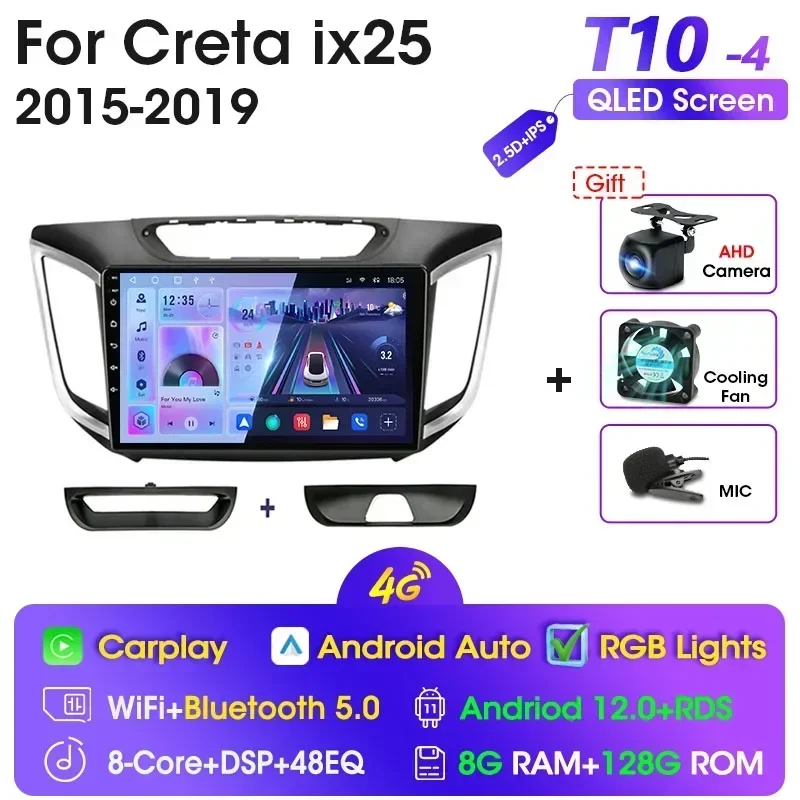 

Автомагнитола JMCQ 2Din для Hyundai Creta ix25 2015-2019, стерео, мультимедийный видеоплеер, навигация, головное устройство Carplay 4G Android 12