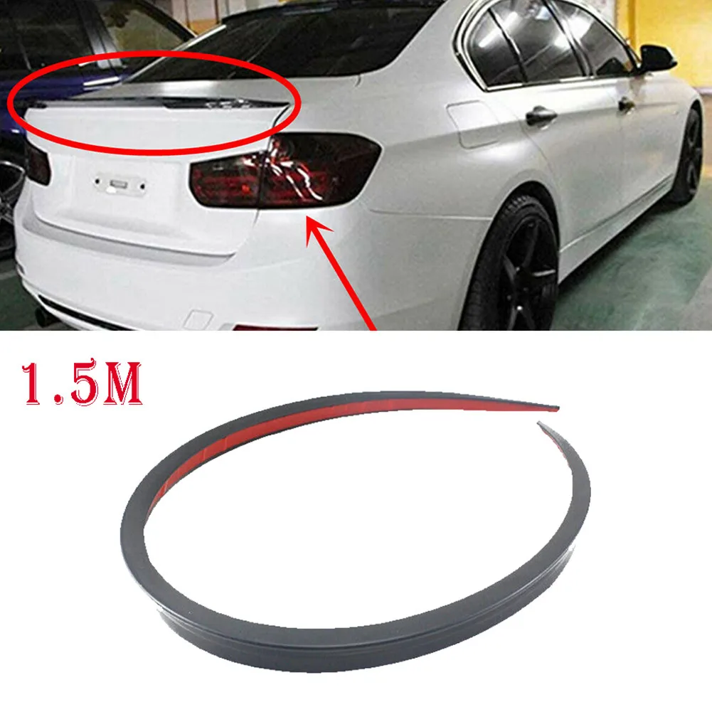 

1.5M Universal Car Rear Roof Trunk Spoiler Black Soft Rear Wing Lip Trim Sticker New And High Quality For Most Cars Trucks SUVs