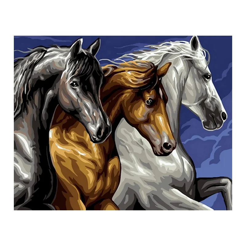 

CROSS language Horse Painting Hand Painted Paint By Numbers For Wall Art Home Decor