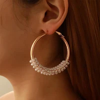 elegant luxurious pearl round earrings for women temperament high grade exquisite versatile design korean fashion jewelry gifts