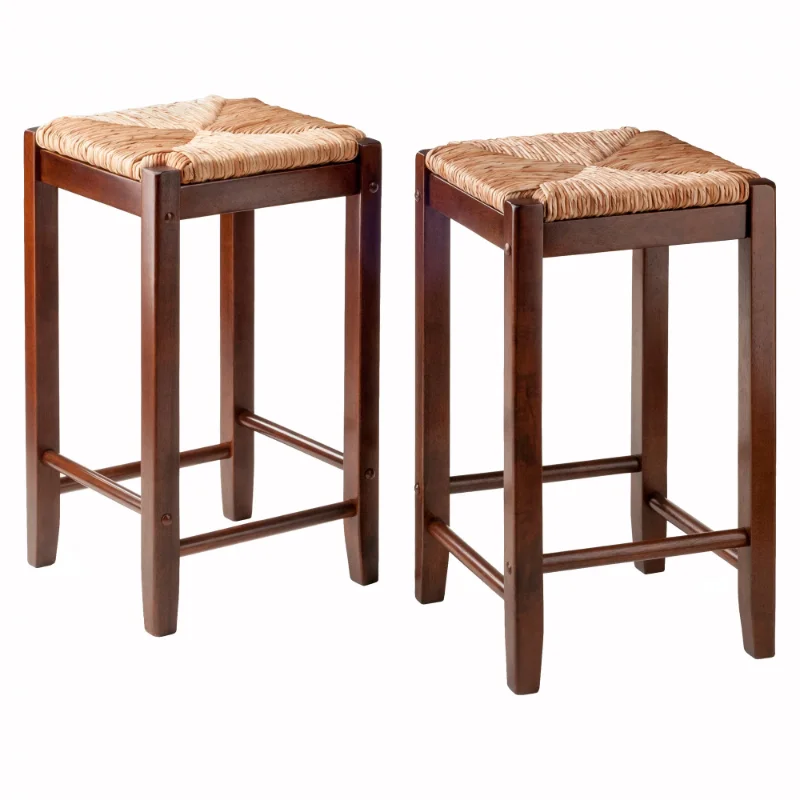 

,Winsome Wood Kaden Rush Seat Counter Stool Set, 24", Walnut Finish