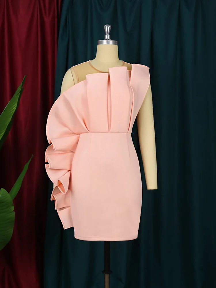 New summer gauze perspective stitching flounce mini skirt dress party dress female party dress plus size women clothing