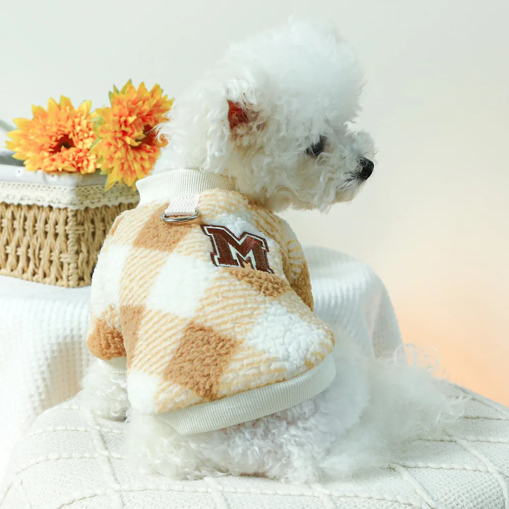 

Small Dog Sweater Autumn Winter Cute Plaid Pullover Pet Fashion Desinger Clothes Puppy Harness Cat Knitwear Yorkshire Maltese